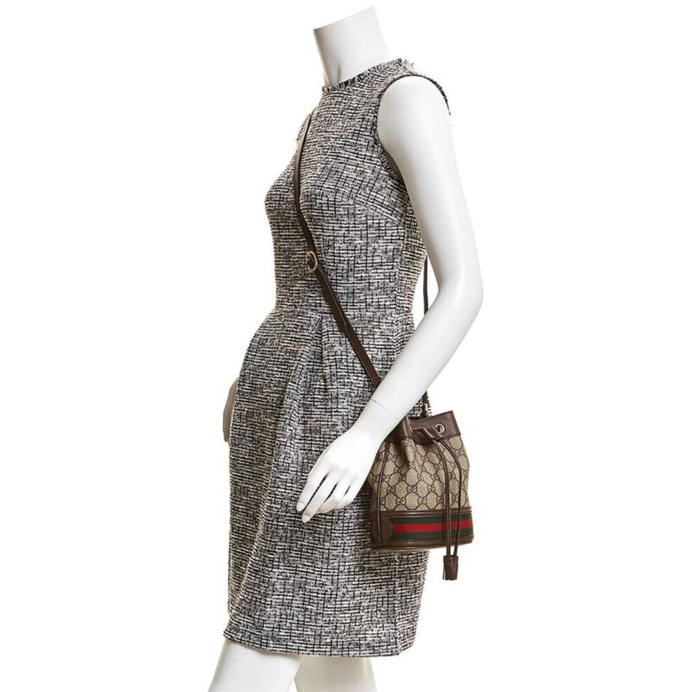Gucci Ophidia Mini Gg Supreme Canvas & Leather Bucket Bag, Brown - Picture 3 of 3